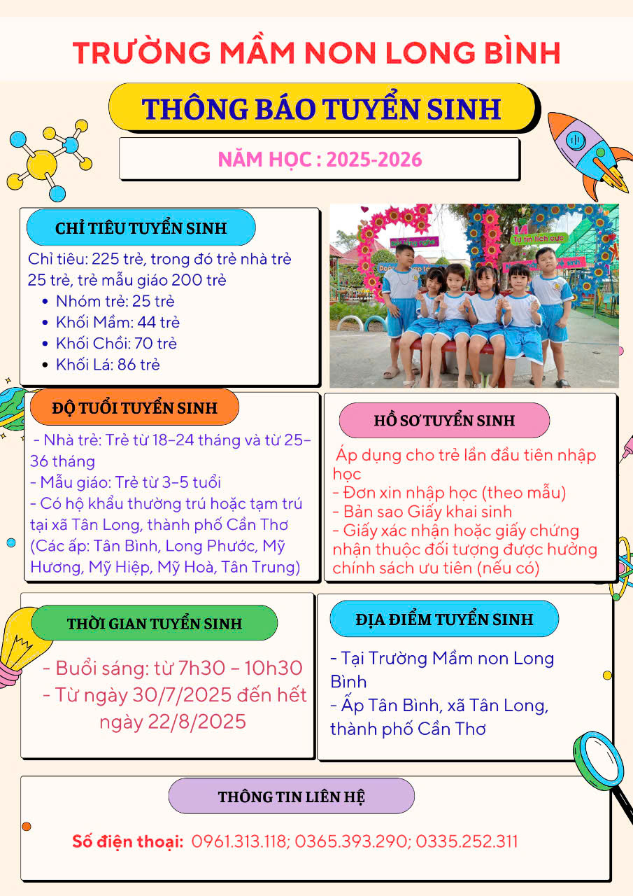 Trường MN Long Bình tuyển sinh năm học 2025 - 2026